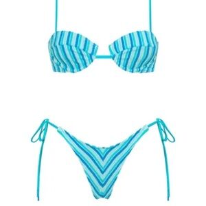 Striped Blue Triangl Bikini Set